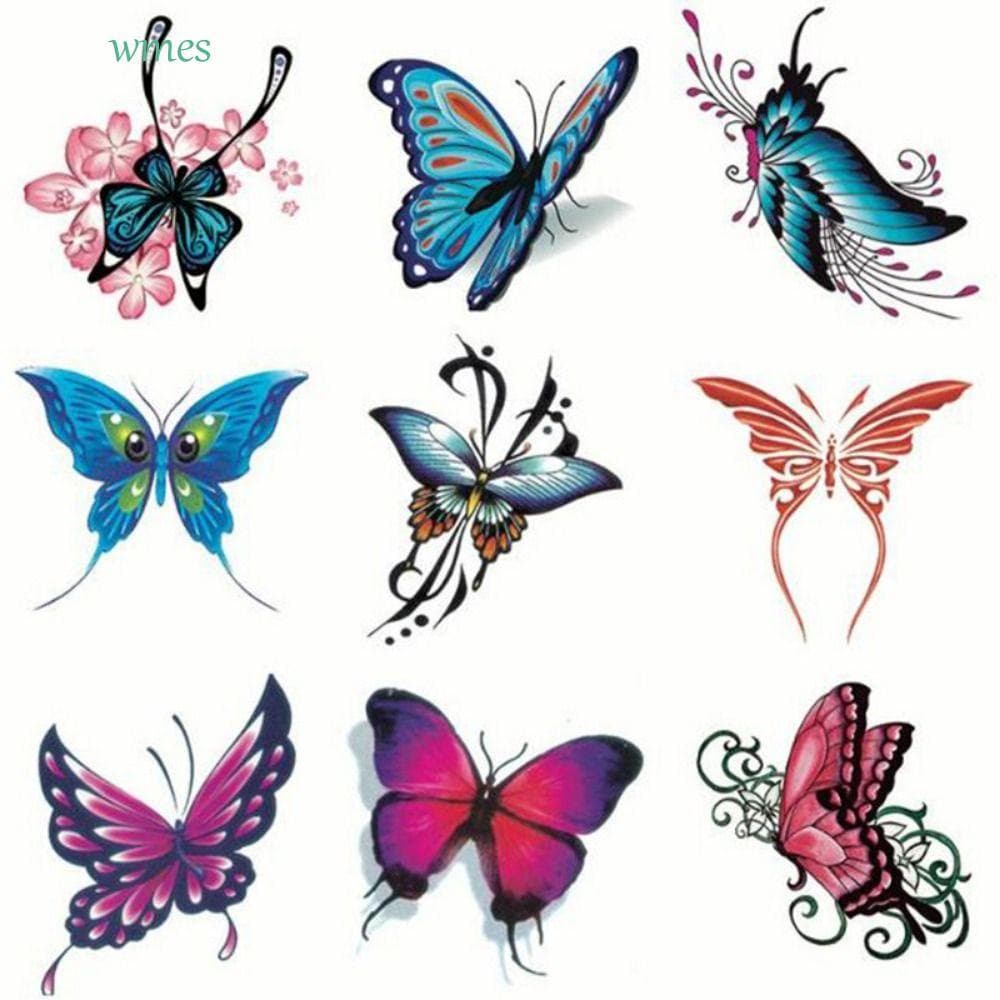 WMES1 5/10/20/30/50 Peças Adesivos De Tatuagem De Borboleta , Temporários Coloridos À Prova D'água , Pequenos