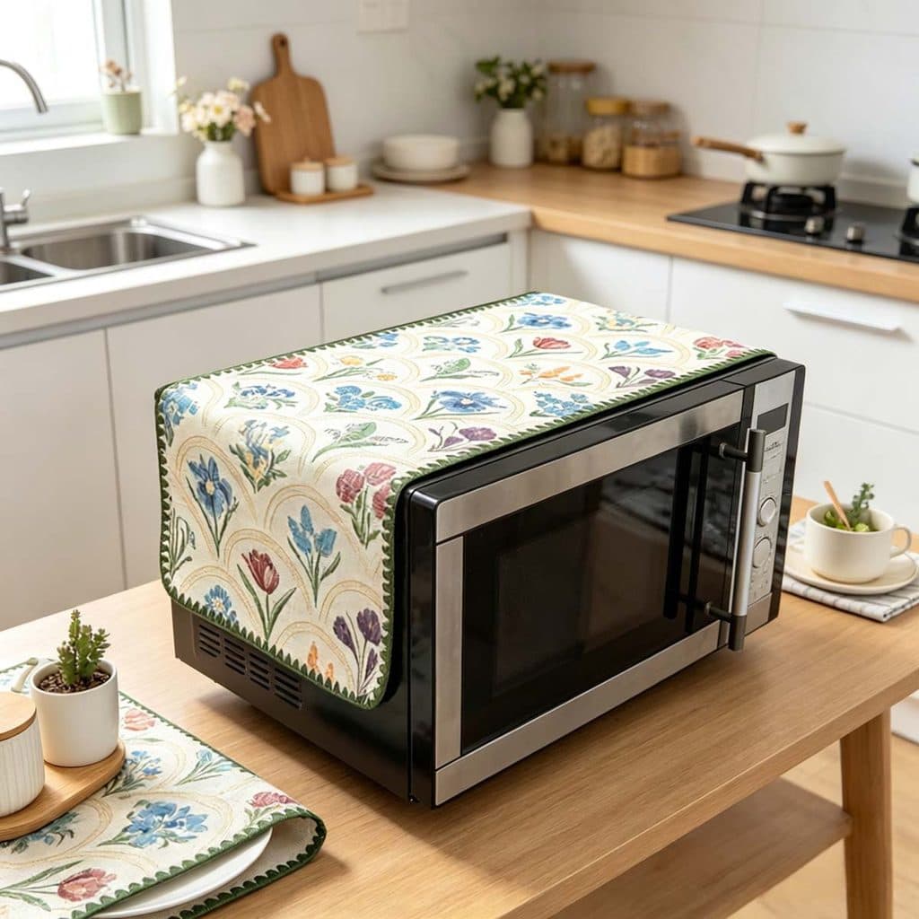 30cm x 90cm Algodão Linho Forno De Microondas Capa Protetora Contra Poeira Cozinha Doméstica À Prova De Multiuso Acessór