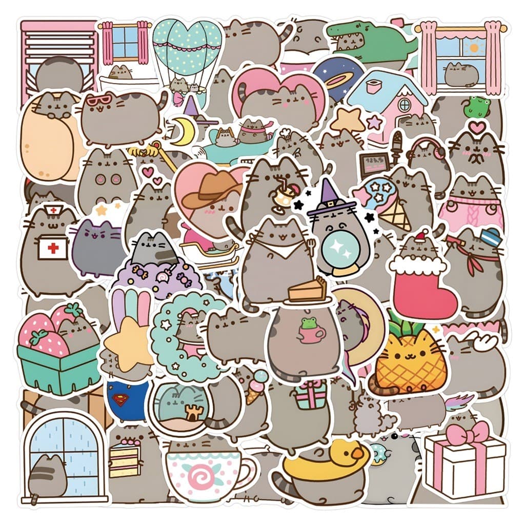 110 Peças Adesivos À Prova D''água Pusheen The Cat Cute Cartoon