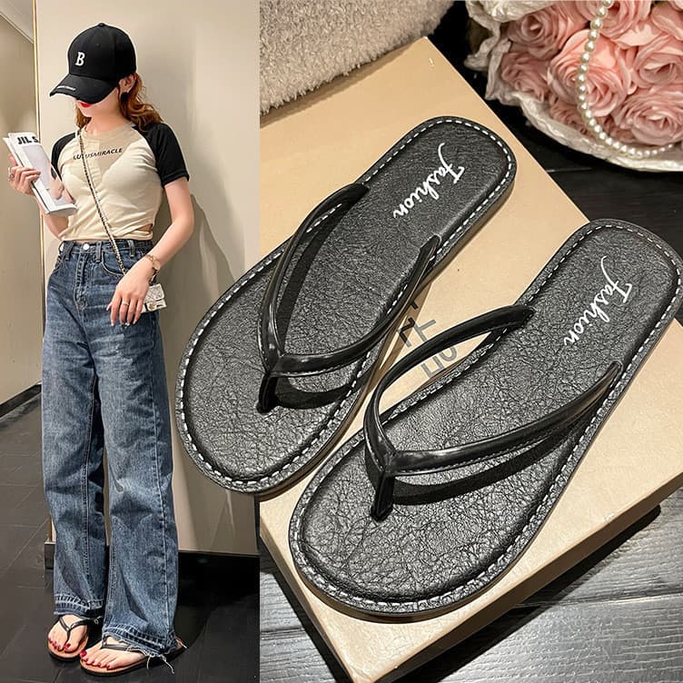 Novo estilo flip-flops feminino verão ao ar livre Wear Casual praia flip-flops feminino simples clássico senhoras sandál