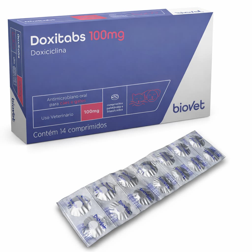 DOXITABS 100 MG 14 COMPRIMIDOS CAES E GATOS BIOVET
