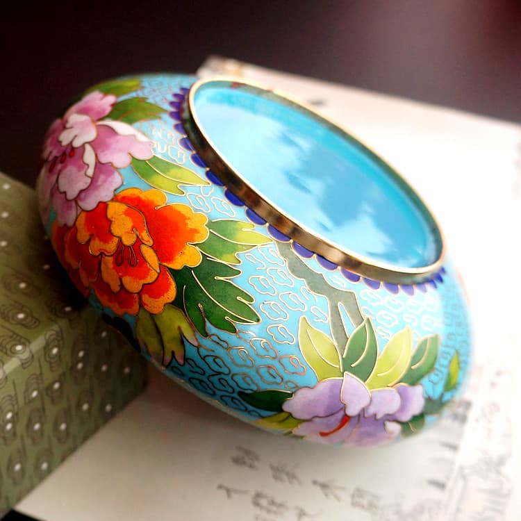 Antigo pequim Cloisonne cinzeiro pneu de cobre filigrana esmalte cinzeiro artesanato decorações ornamentos presentes em