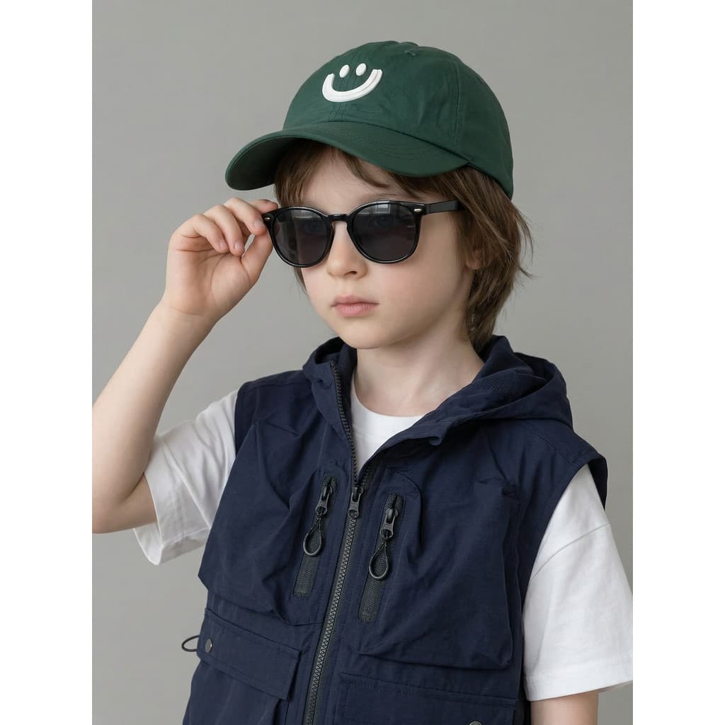Boné de beisebol infantil Naits Keits Smiley Face de secagem rápida para meninas Chapéu de sol para meninos Casual estil