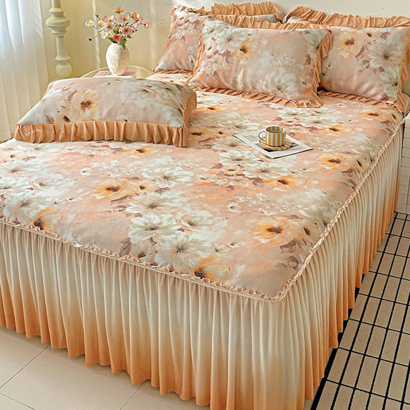 Verão impresso saia de cama estilo tapete legal conjunto de três peças verão doméstico máquina lavável dobrável gelo sed