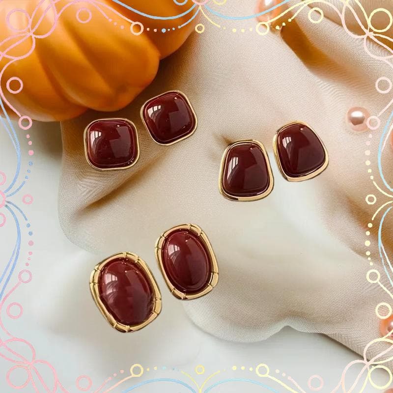 BUD Vintage Esmalte Vermelho Metal Brincos Para Mulheres Moda Geométrica Quadrados Elegantes Acessórios De Jóias De Casa