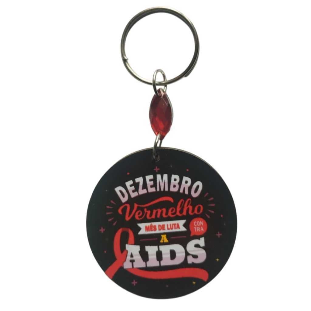 Kit Chaveiros Mdf Campanha Dezembro Vermelho Prevenção e Combate a Hiv Aids