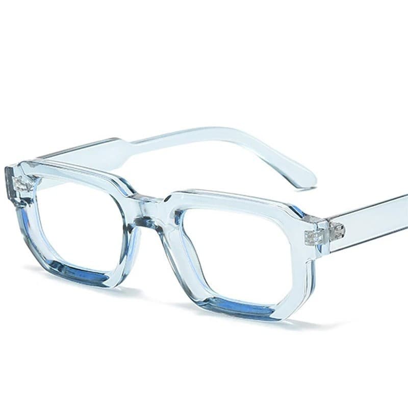 Óculos Ópticos Femininos Transparentes com Armação Quadrada Poligonal Anti-Luz Azul Vermelhos para Ho 7CNG