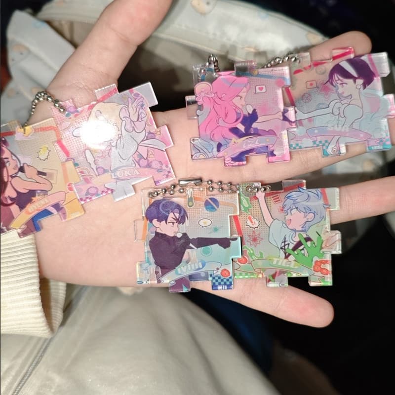 6 Pçs/Lote Animação Periférica Alien Stage Acrílico Bolsa Chaveiro Mizi Sua Até Ivan Hyuna Luka Pingente Suporte De Alta