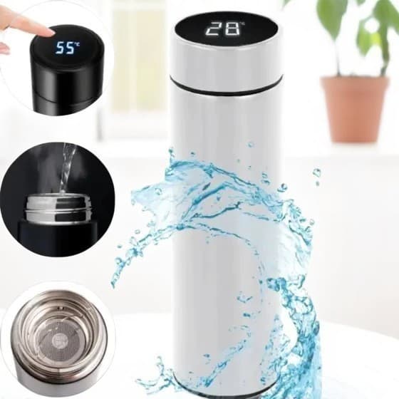 Garrafa Isotérmica Aço Inox 500ml Com Led Termômetro Digital Academia Escola Corrida Viagem Corrida