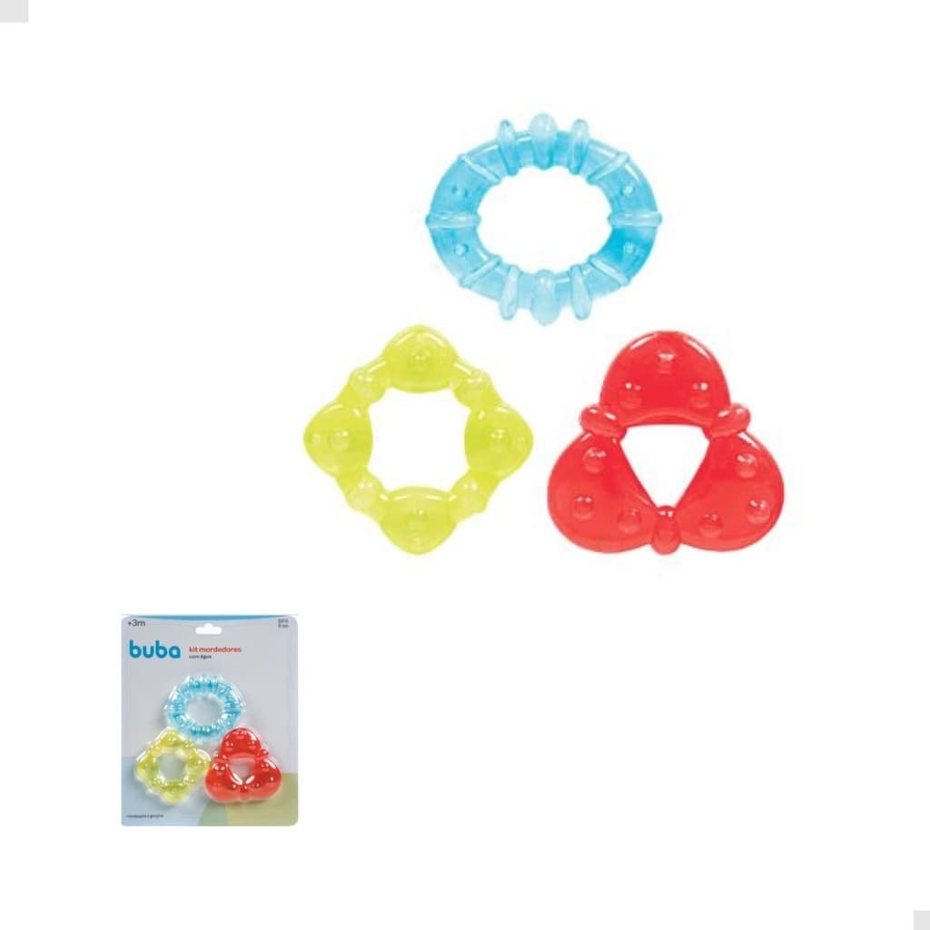 Kit Mordedor Geométricos com água Buba para Bebê