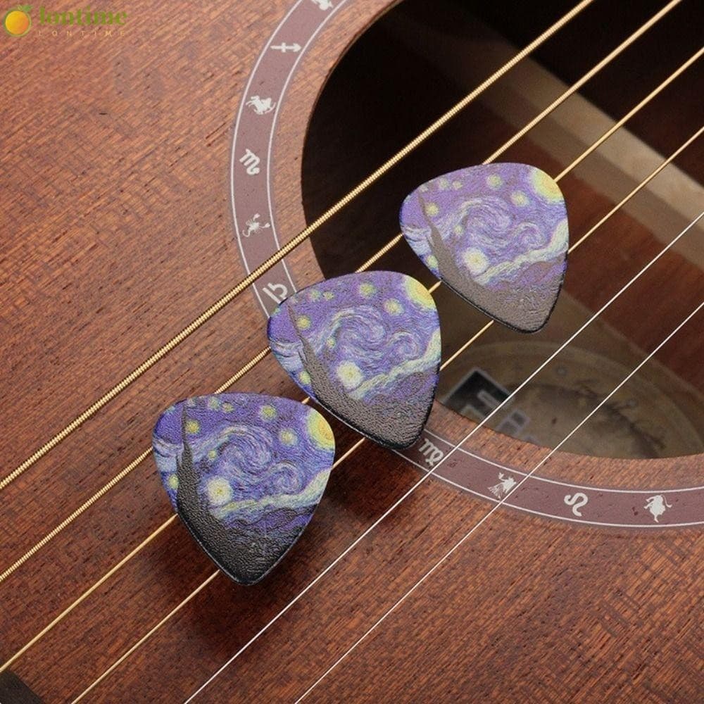 LONTIME 3 Peças De Palheta De Guitarra , Com Conjunto Artístico De Palhetas Médias E Pesadas Star Sky , Superfície Lisa