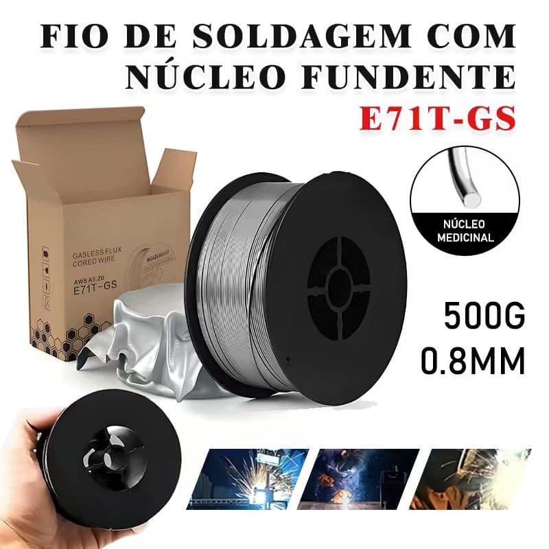 Arame Solda Mig Sem Gás Tubular E71t-gs 0.8mm 1kg Rolo Cromado Embalagem Anti Oxidante