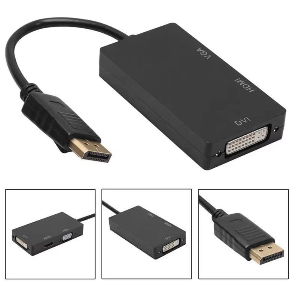 Adaptador Conversor 3 Em 1 DisplayPort Macho Para Dvi Hdmi Vga Fêmea - Link de Cabo HDMI/VGA na descrição.