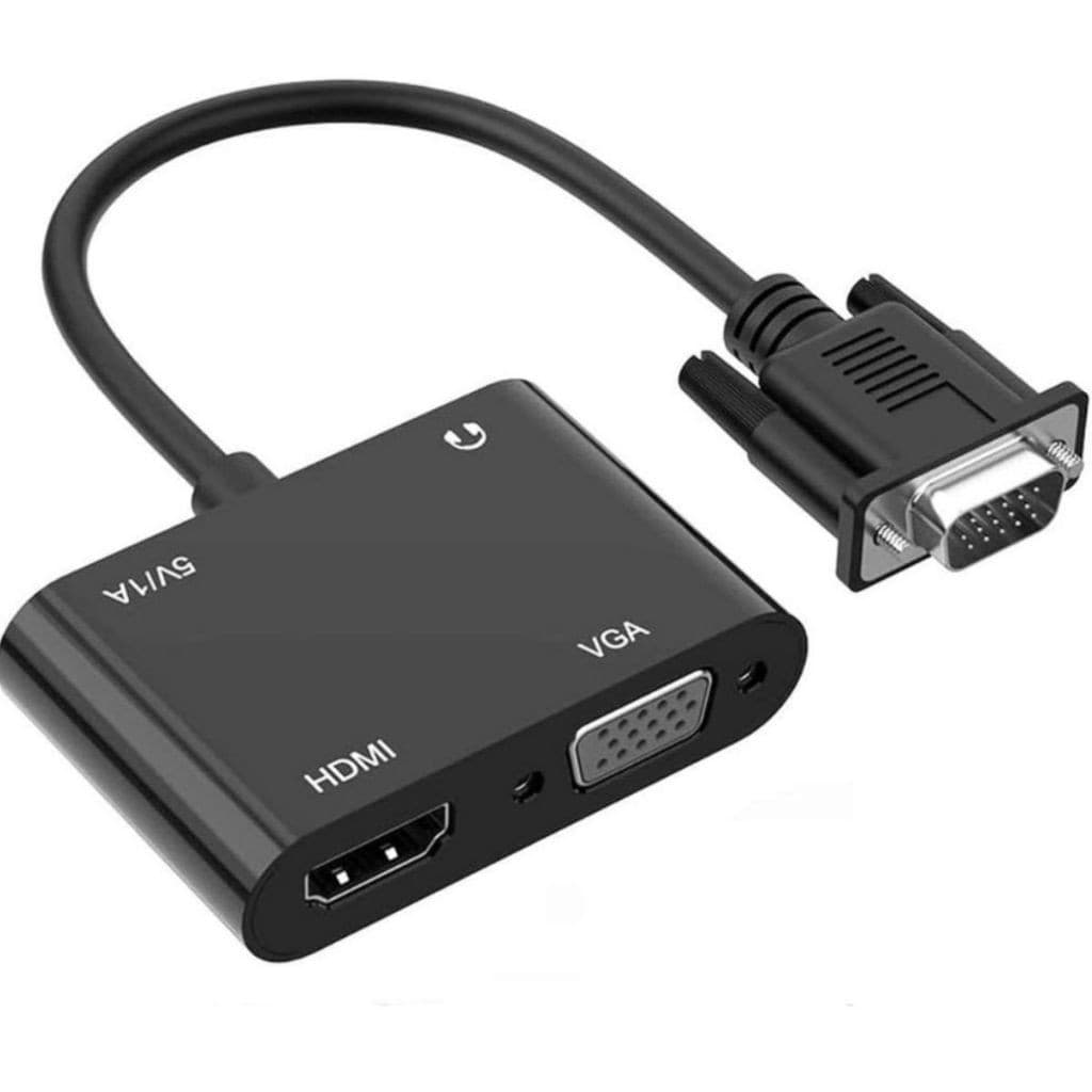 Adaptador VGA Macho Para VGA-HDMI Fêmea Com Saída De Áudio Jack 3.5mm
