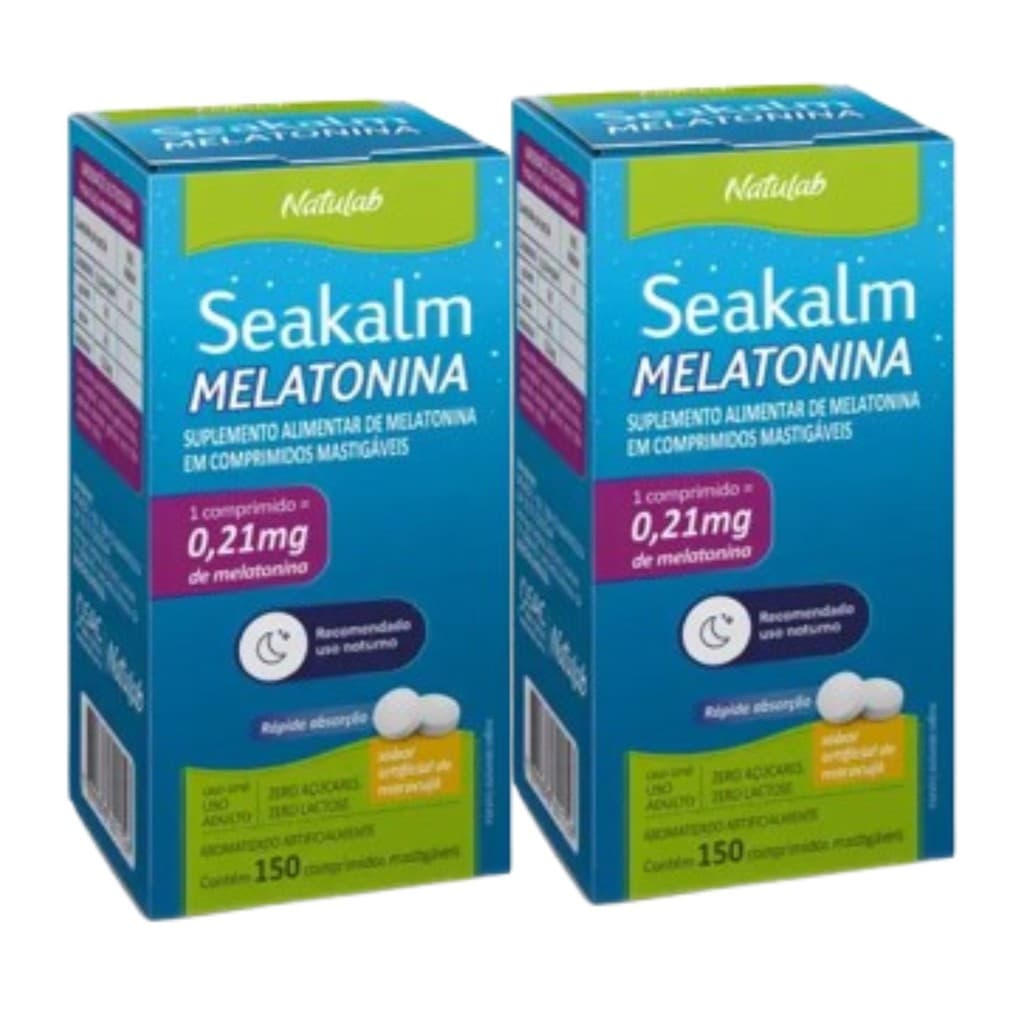 Kit 2X Seakalm Melatonina 150 Comprimidos Mastigáveis Natulab