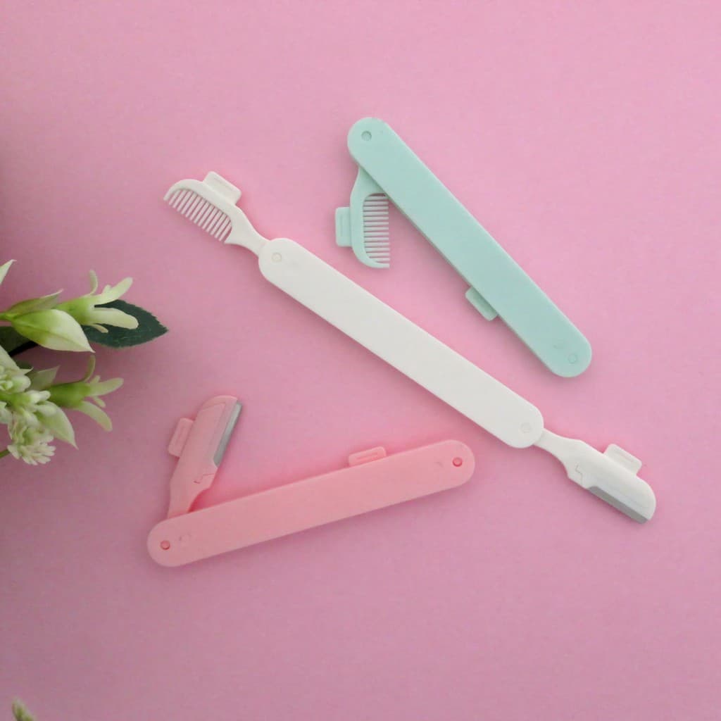 Navalha De Sobrancelha e pente KIT COM 3PCS Segura Dobrável Portátil Aparador Depilador Para Mulheres T-619-13
