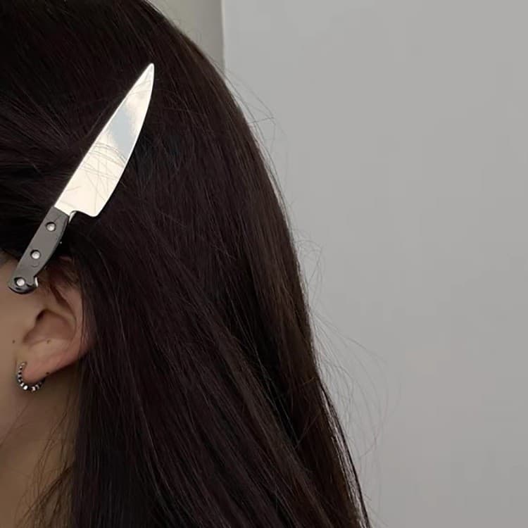 Grampo de cabelo em forma de faca simples criativo e engraçado exclusivo lâmpada luminosa cocar Hip Hop Punk deve ter