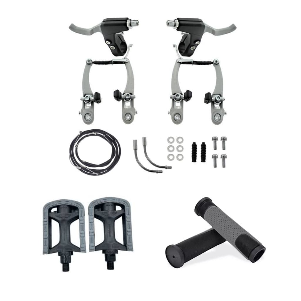 Kit Manopla + Freio Nylon + Pedal Metal 1/2 Bike Aro 20-26