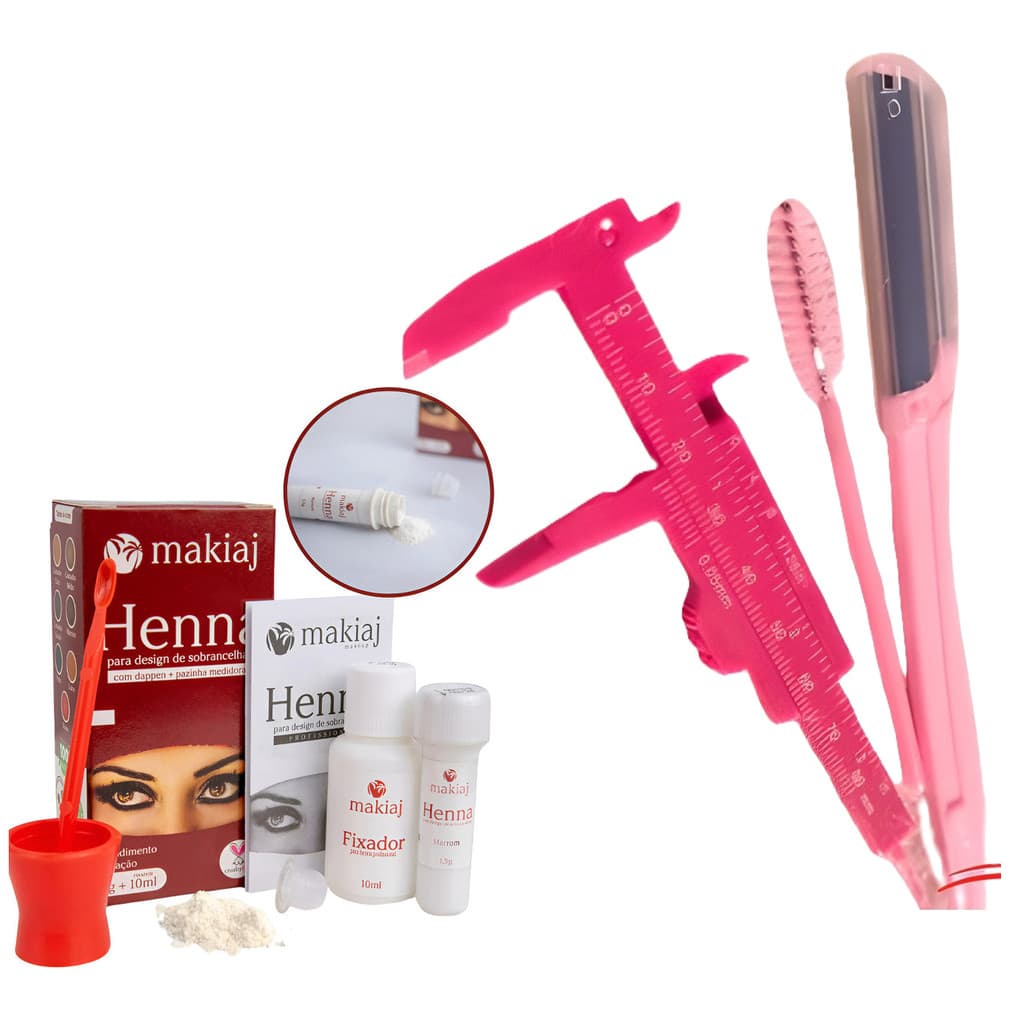 Kit de beleza para sobrancelhas 1 KIT HENNA Makiaj e 1 KIT PAQUÍMETRO