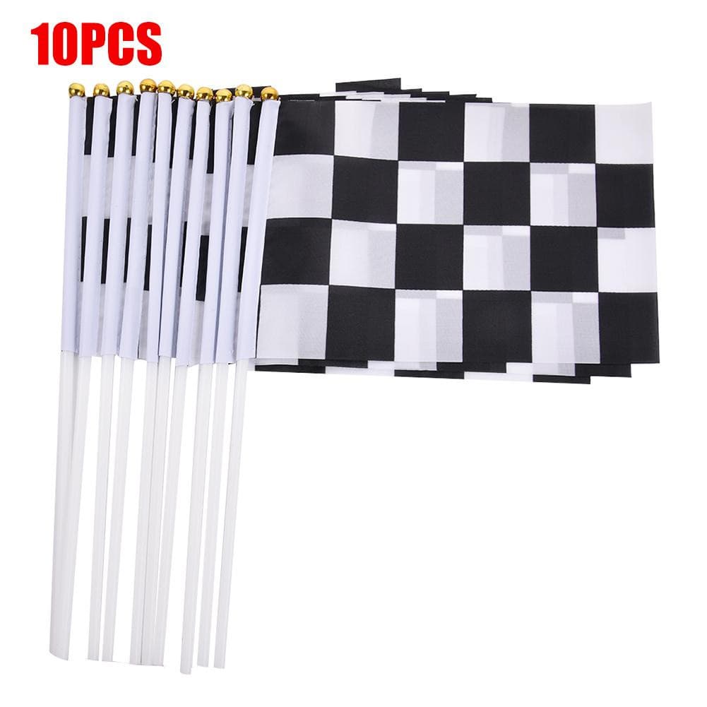 10 Unidades/Pacote Preto E Branco 14x21 Cm Racer Waving Bandeira Da Mão Quadrado Do Carro De Corrida Bandeiras Esportes