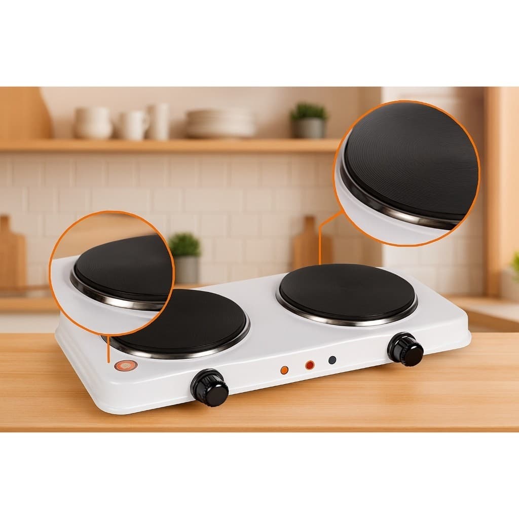 Fogareiro eletrico 2 bocas 127V portatil chapas esquentar alimentos camping cozinha compacto