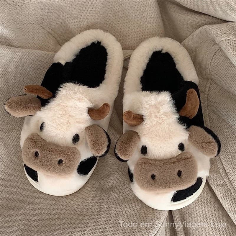 Chinelos De Algodão De Vaca De Casal Quente De 36-45 Homens E Mulheres Com design Bonito Antiderrapan