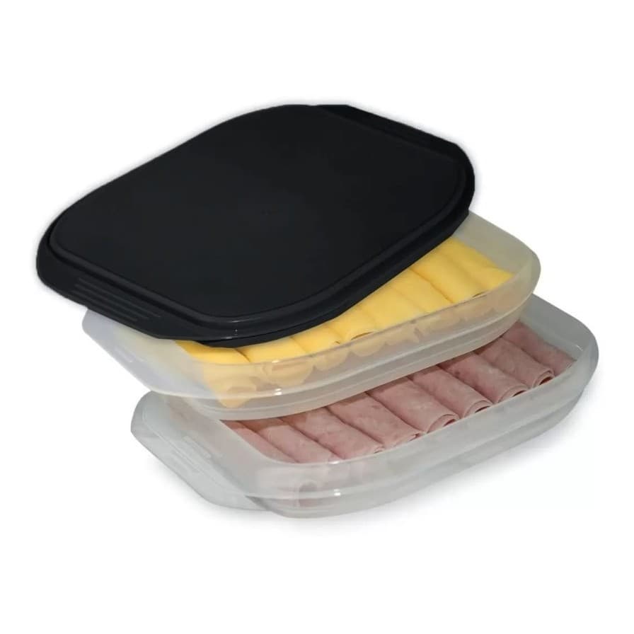 Kit Conjunto Porta Frios Plástico Resistente Duplo Com Tampa