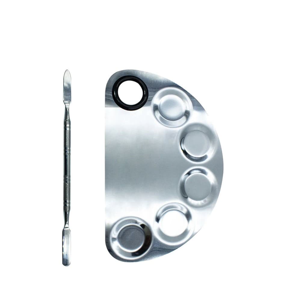 aleta Meia Lua para Mistura Aplicação de Maquiagem com Espátula Aço Inox