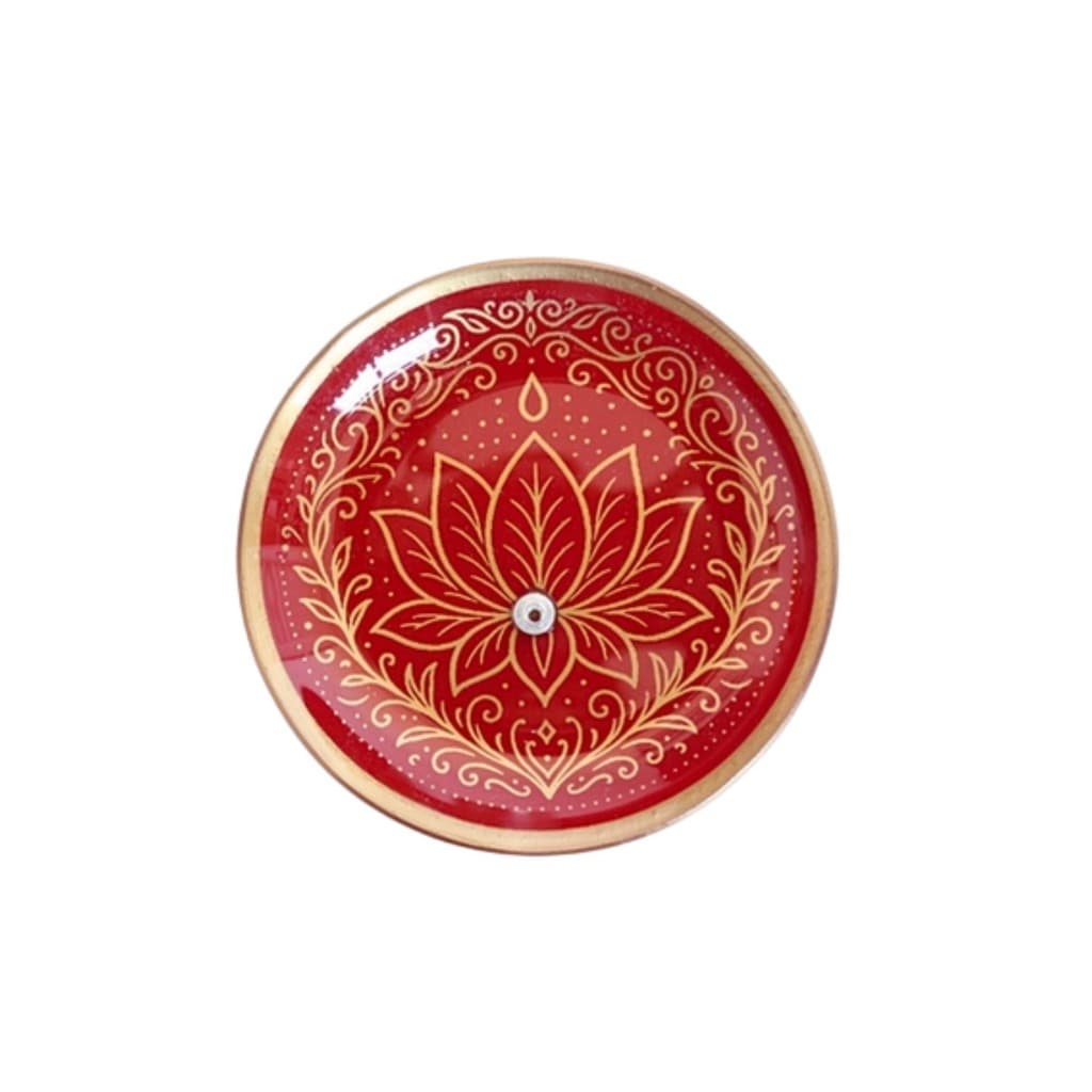 Incensário de Vidro Flor de Lótus Vermelho