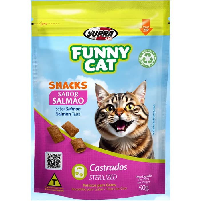 Petisco para Gatos Funny Cat Salmão 50Gr Bola de Pelo
