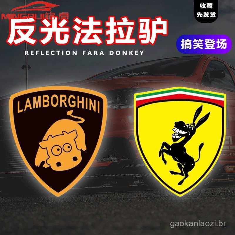 Adesivo refletivo para carro com tema Ferrari, adesivo para cobrir arranhões, adesivo lateral engraçado com logotipo de