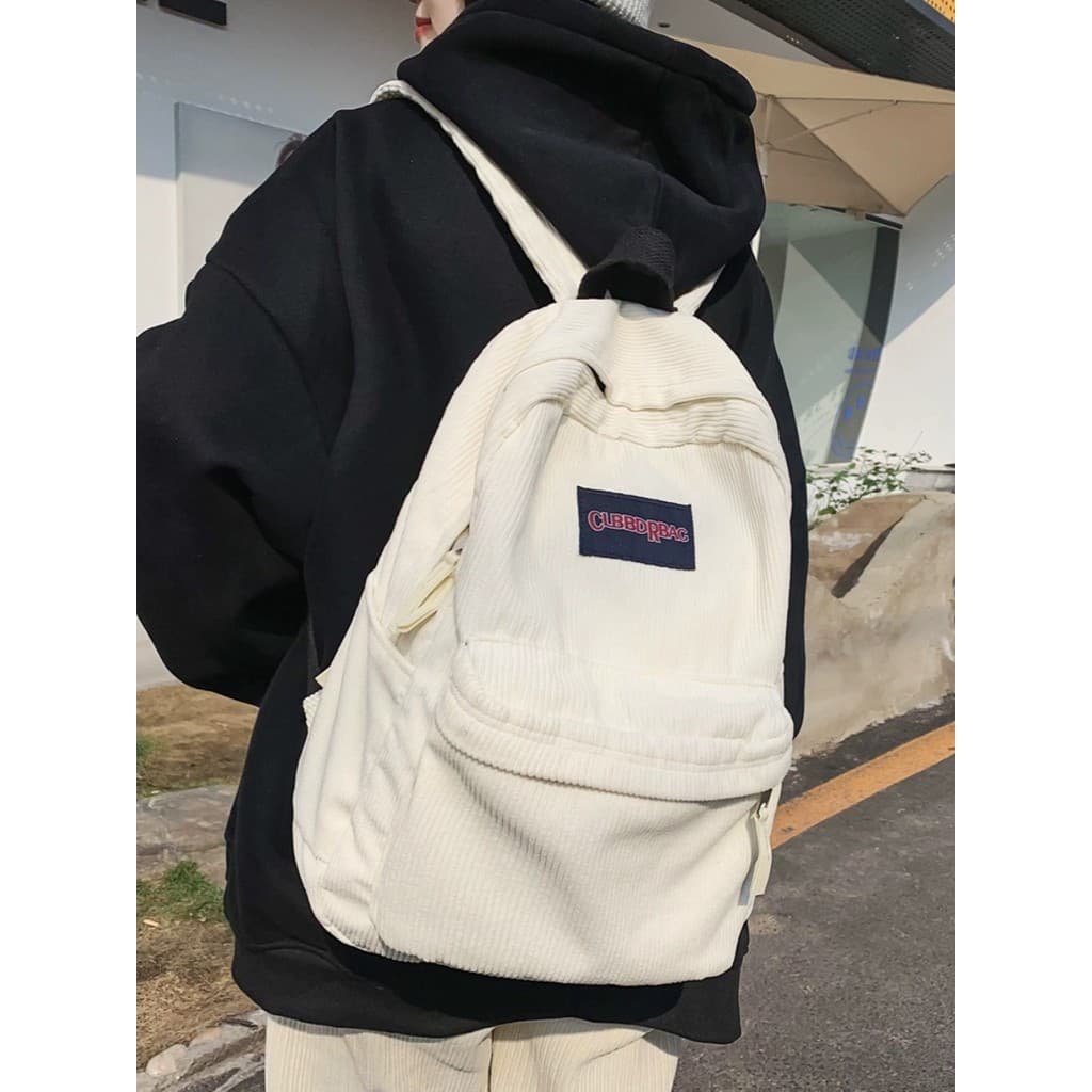 Mochila escolar de veludo para estudantes universitários, lavada, desgastada, retrô, simples, ensino médio, estudantes d