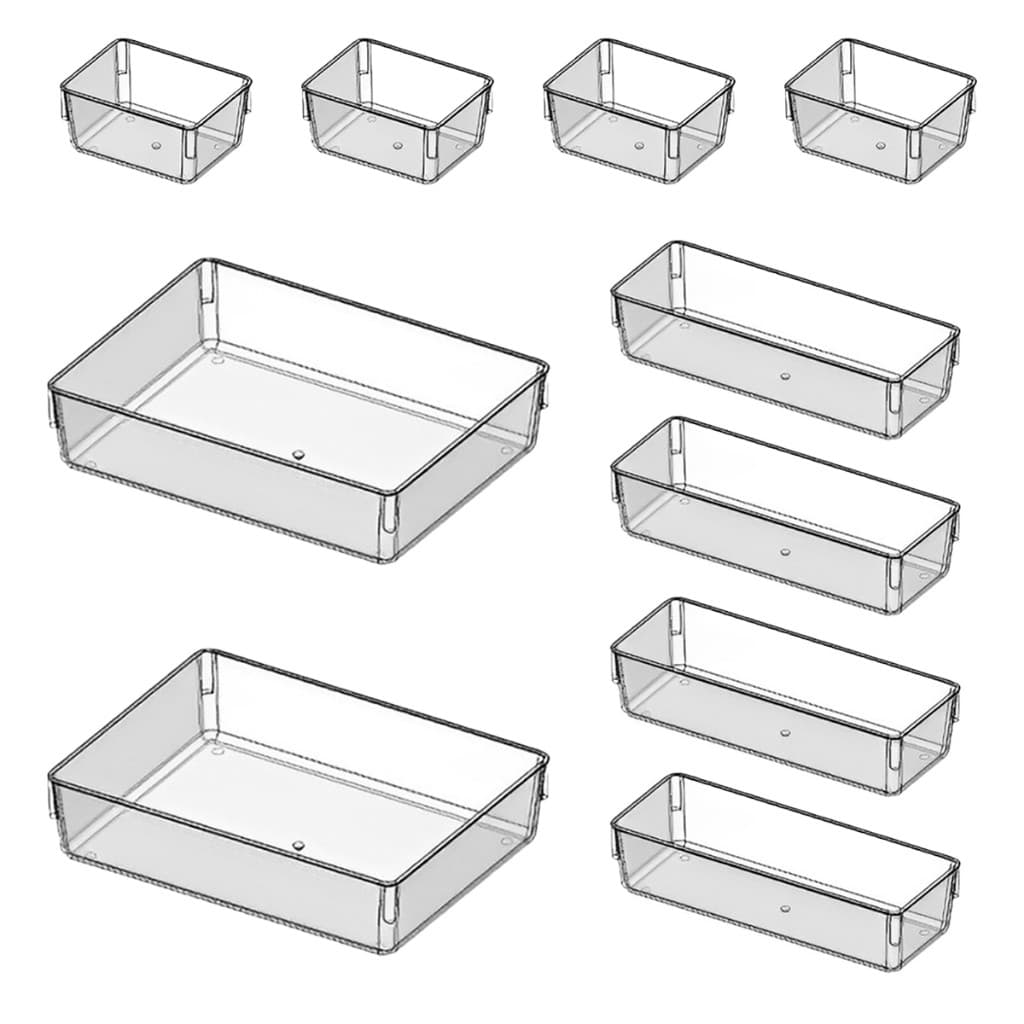 Kit 10 Organizadores Acrílico Cristal Modular Para Geladeiras Maquiagens Gavetas Armarios