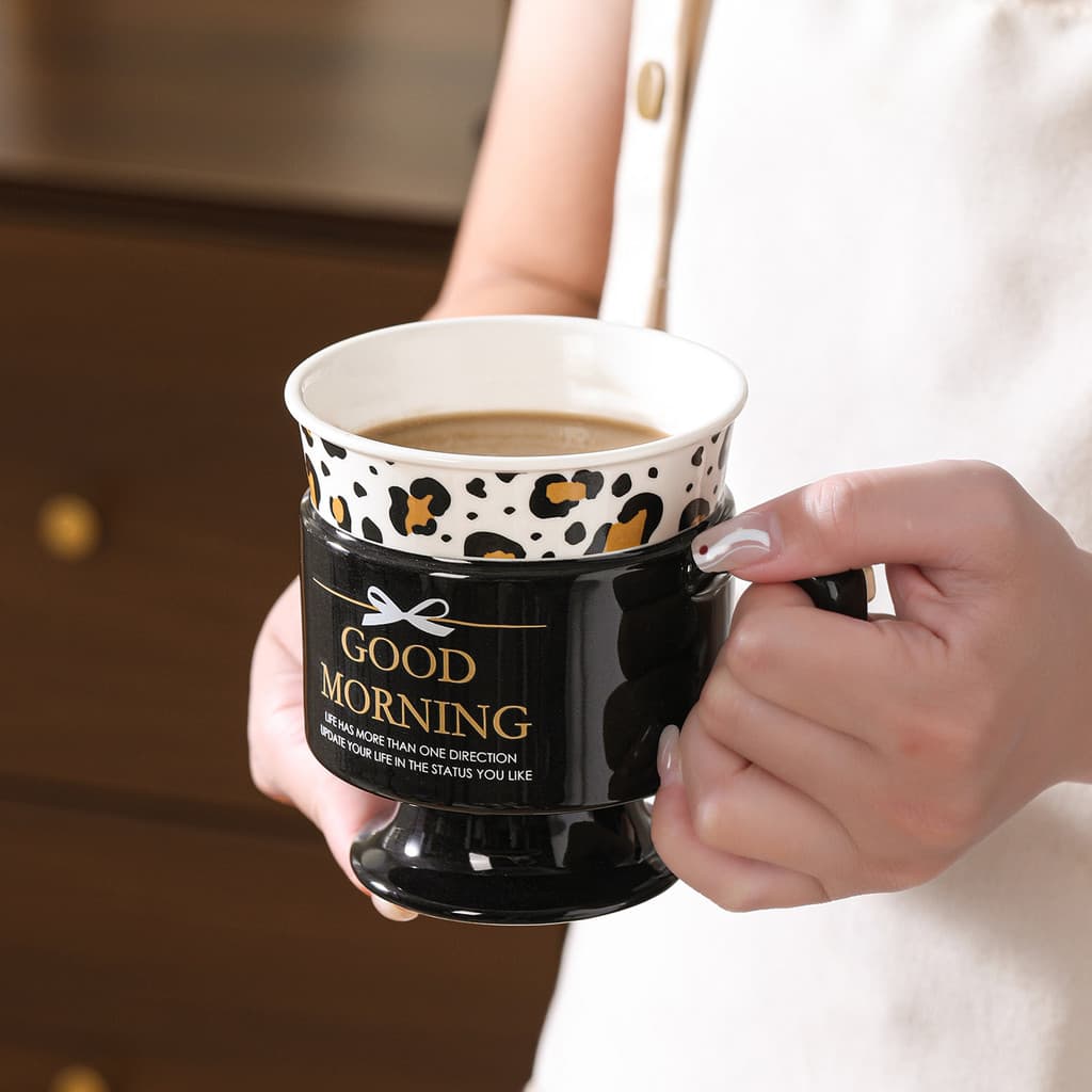 [Estoque pronto] Caneca de cerâmica europeia, copo para beber escritório, xícara de café, café da manhã, lembrança, copo