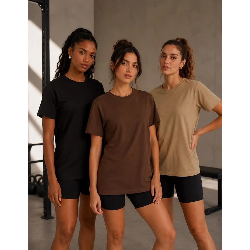 Kit 3 Camisetas Feminina Blusa Lisa Academia Casual Básica Minimalista 100% Algodão Envio Imediato