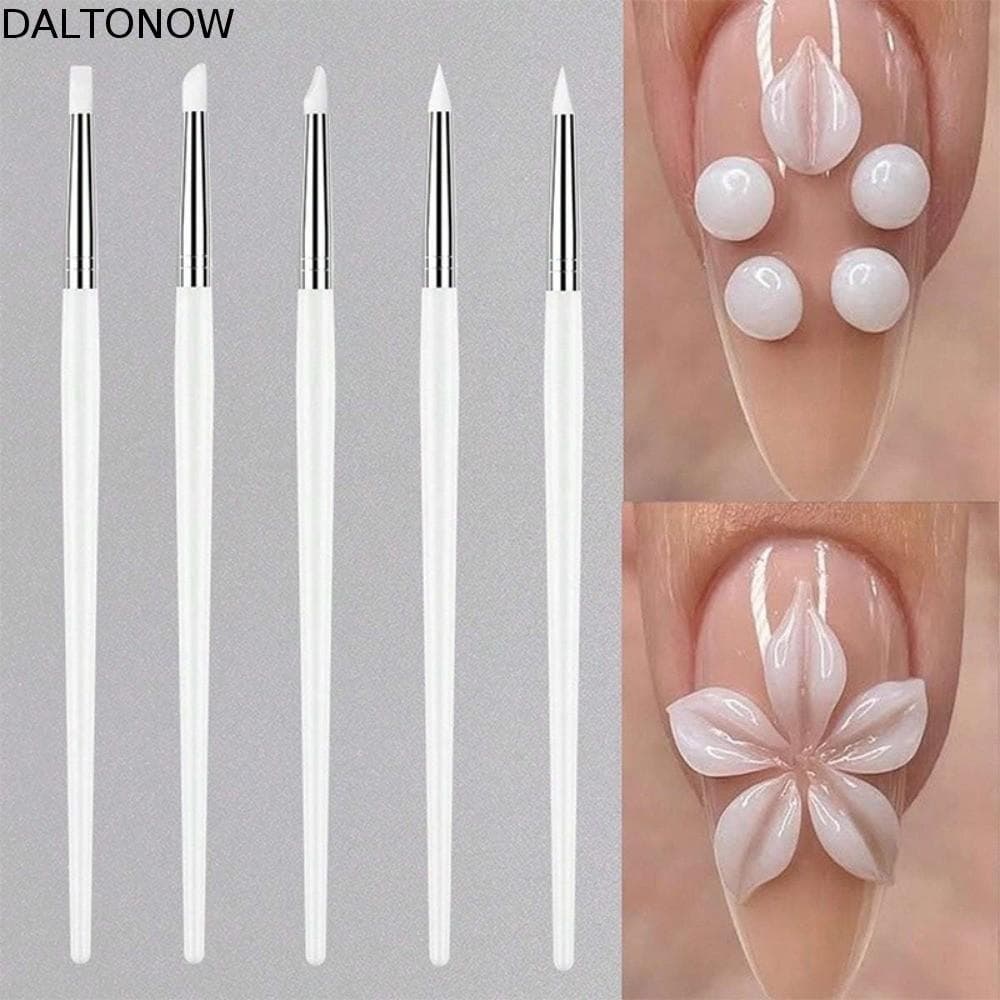 DALTONOW 5 Pçs/Set Pincéis Pontilhadas , Conjunto De 5 Pcs Escova De Unhas De Silicone Multifuncional Canetas Para Arte