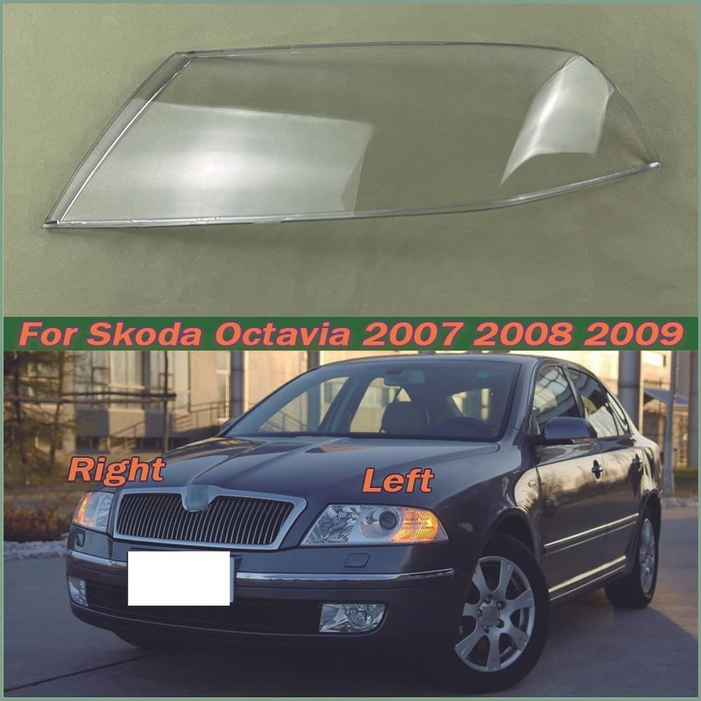 Para Skoda Octavia 2007 2008 2009 Capa Do Farol Dianteiro Carro Auto Abajur Lâmpada Cabeça Luz Lente De Vidro Escudo