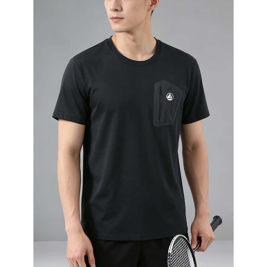 Marca gabinete remoção esportes Casual camiseta masculina verão respirável pele-amigável estilo fino bolso no peito em t