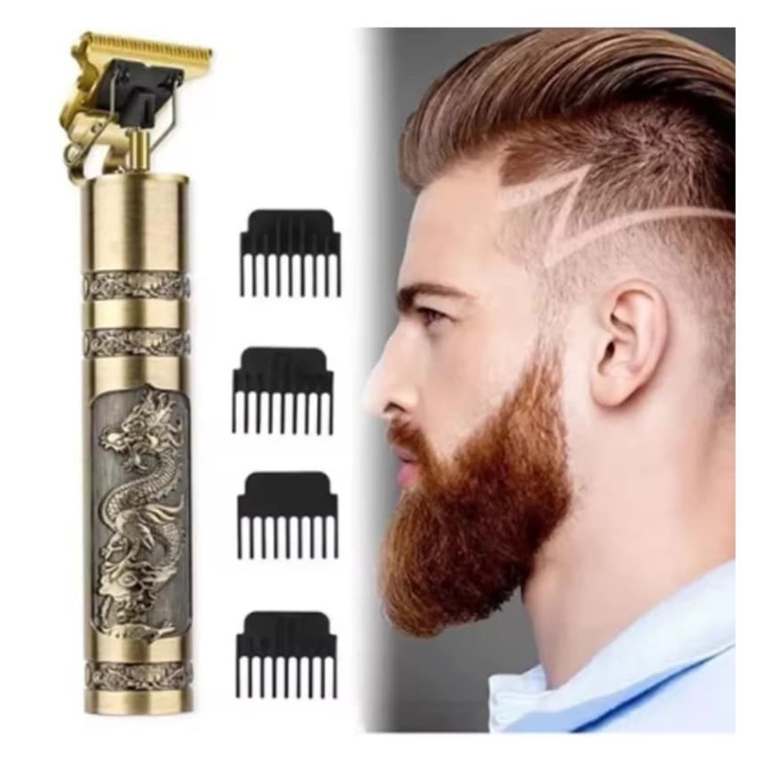 Kit 2 Máquina Profissional Acabamento Sem Fio Cabelo Barba Personalizada Limitador Lamina Ajustável