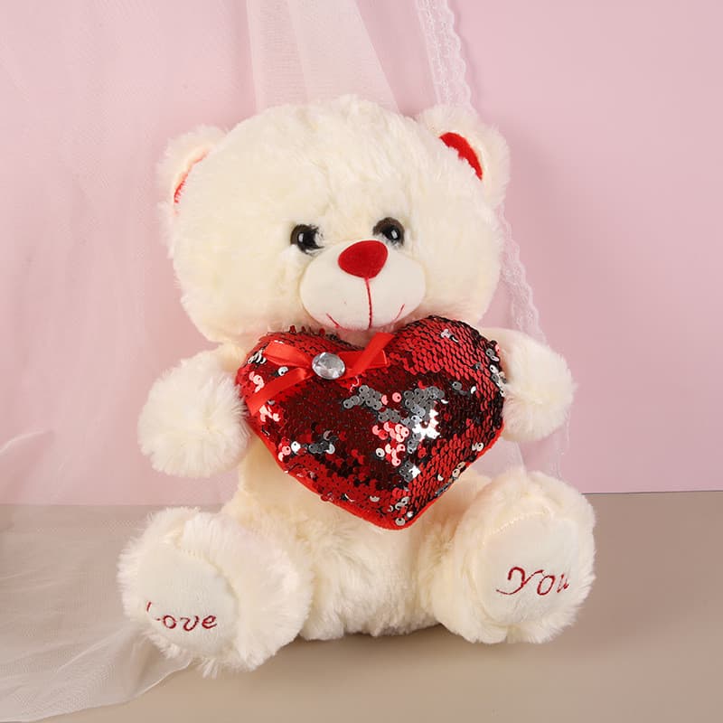 Bonito urso de pelúcia boneca bonito festivo coração abraço urso brinquedo de pelúcia dia dos namorados urso de pelúcia