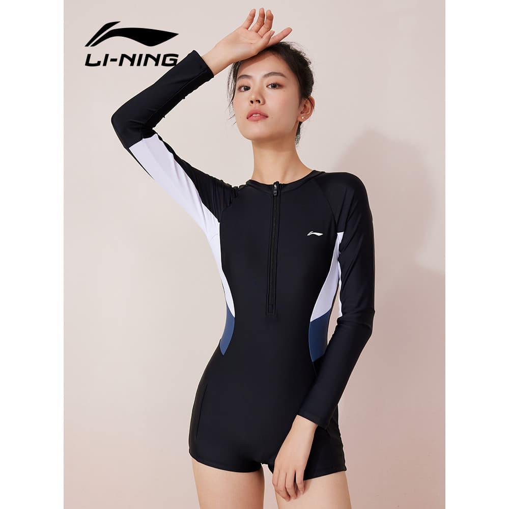 Li Ning maiô feminino verão protetor solar de uma peça 2026 novo estilo High-End manga comprida conservador capa barriga