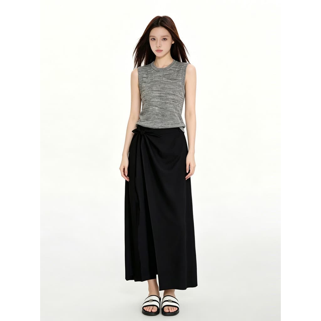 VERUMI estilo coreano elegante um conjunto ootd Wear feminino malha sem mangas colete superior cintura alta calças larga