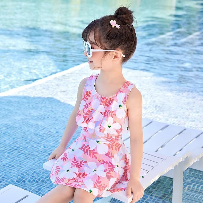 Crianças crianças maiô meninas estilo dividido 2026 novo estilo verão vestido de princesa médio grande crianças maiô bon