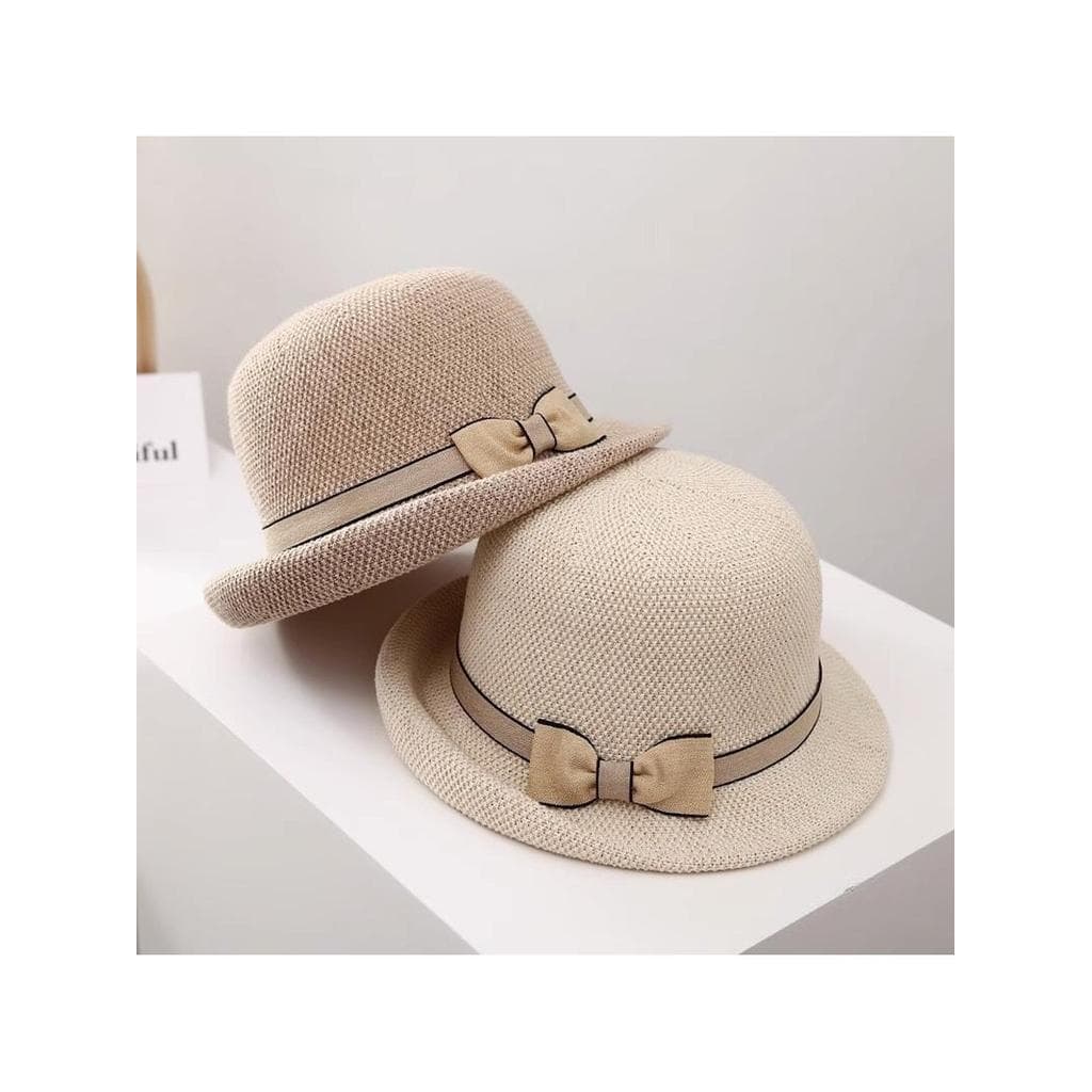 Chapéu de sol feminino primavera verão viagem pequena borda Curling nó chapéu superior estilo fino respirável bacia chap