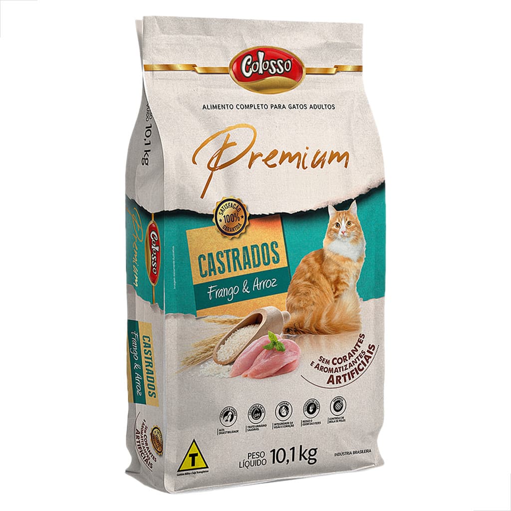 Ração Gato Castrado Racao Premium Frango Arroz 10kg