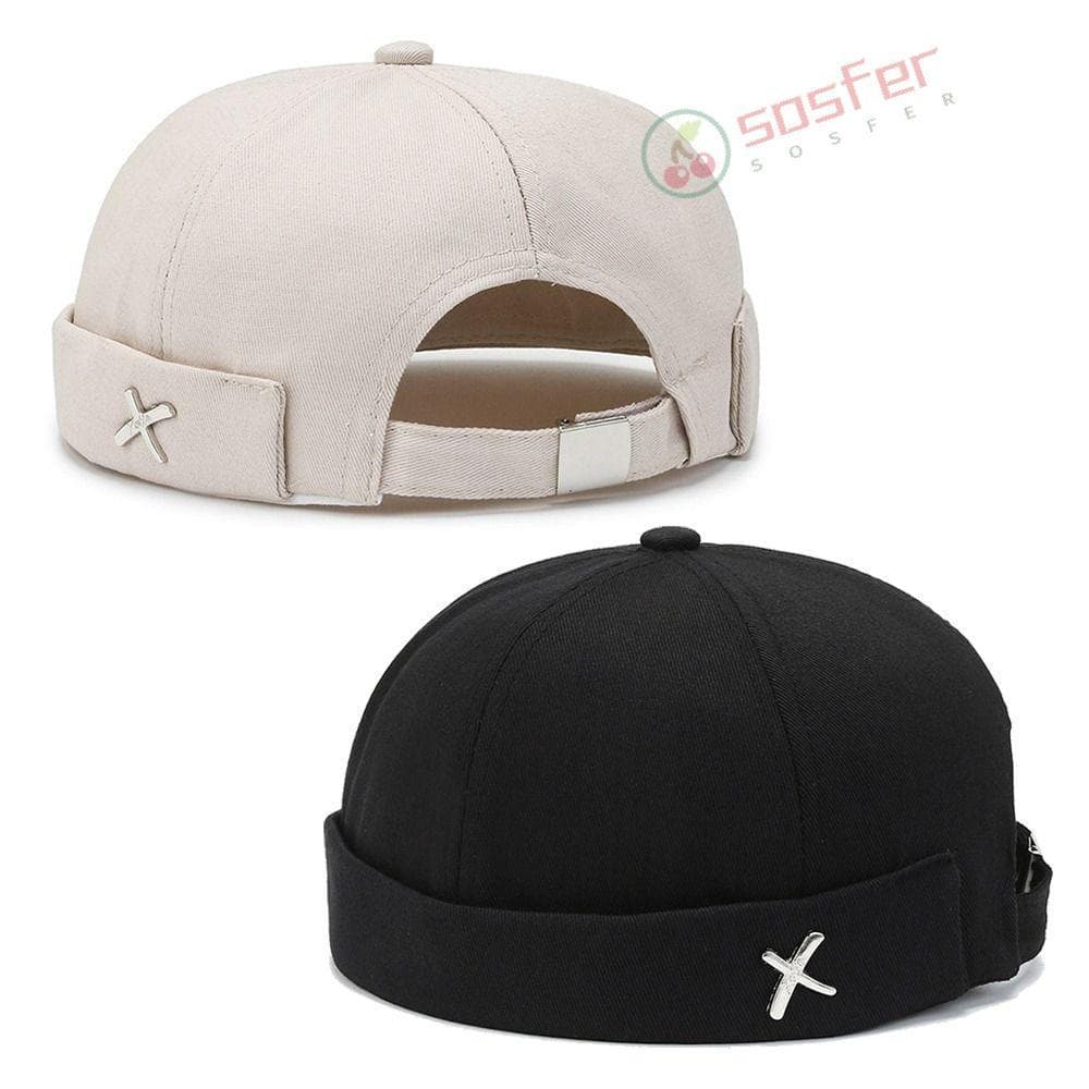 Boné SOSFER Sem Aba Docker , Chapéu Vintage Estilo Lavado Ajustável , Gorro De Melão De Cor Sólida De Algodão