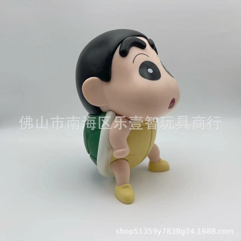 Brinquedo da moda de anime japonês, modelo do Crayon Shin-chan, figura do Shin-chan em forma de tartaruga, estatueta dec
