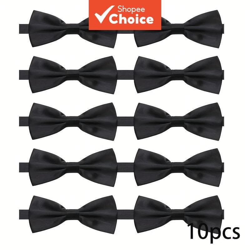 Gravata borboleta preta 10 unidades para homens, gravata de cetim para terno formal, ideal para padrinhos de casamento,