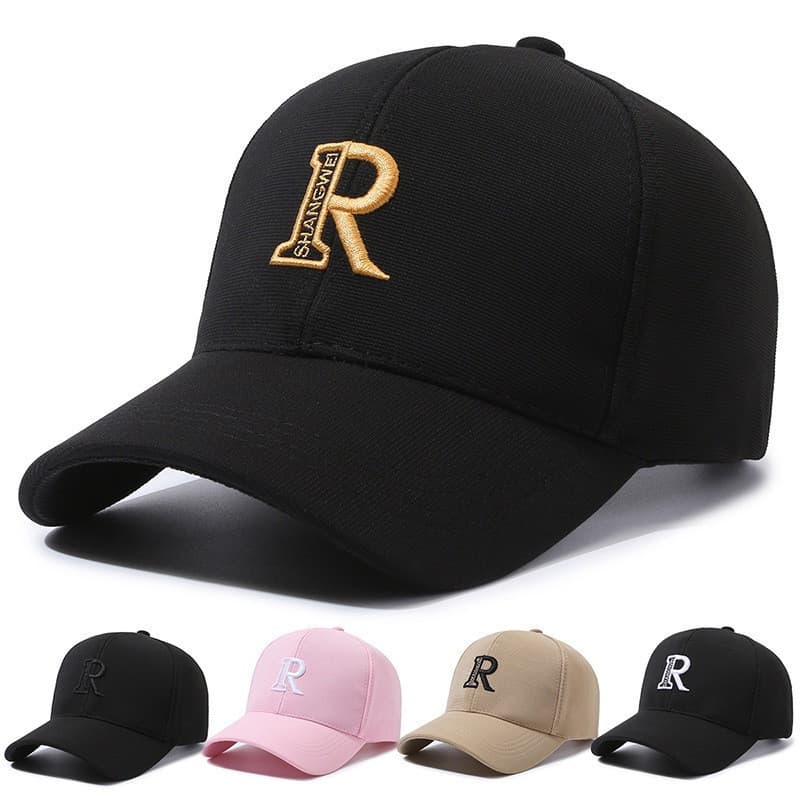 Boné de beisebol bordado letra R masculino feminino chapéu