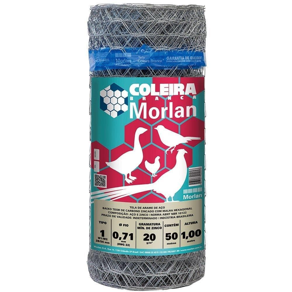 Tela Coleira Branca Morlan para Pinteiro 1x22x1,00m 50m